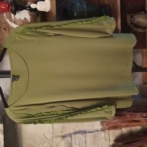 Ann Taylor Green Ruffled Sleeve Shirt Size Medium